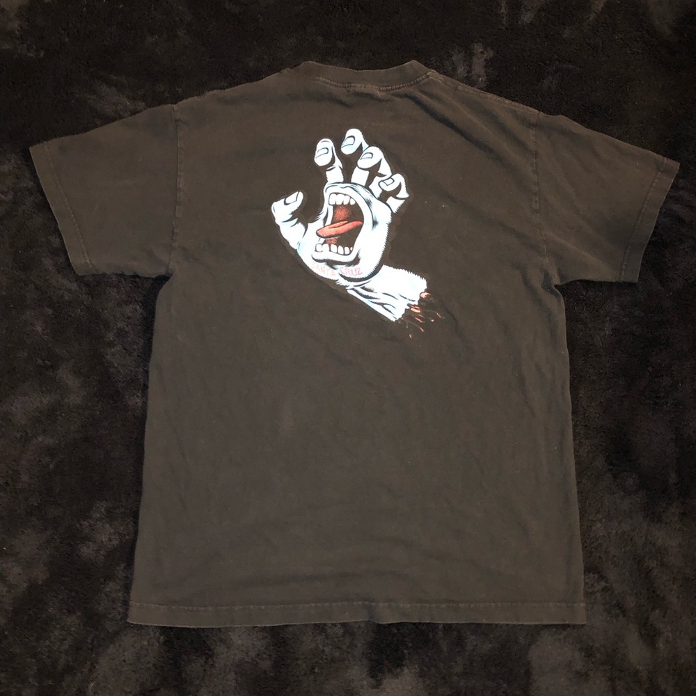 Santa Cruz Skateboards Black Tee with Screaming Hand Graphic